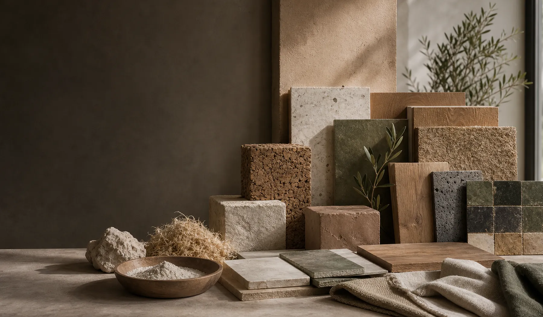 Muestras de materiales sostenibles para interiorismo saludable